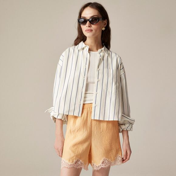 J. Crew 5" Stratus lace-trim short in textured satin - Size M - Picture 1 of 1